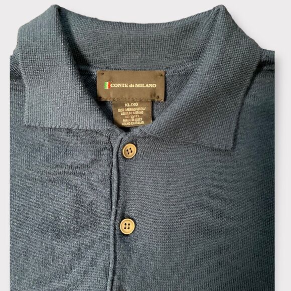 Vintage Conte di Milano Sweater Mens XL Wool Knit Collared Pullover Old Money - Picture 3 of 9